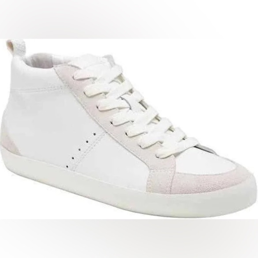 Banana Republic | Women’s white mid top lace up leather sneakers, size 9M